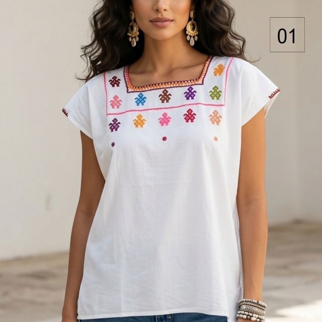 Blusa Esencia | Bordado a Mano en Manta Cruda