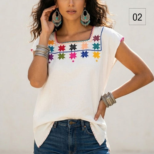 Blusa Esencia | Bordado a Mano en Manta Cruda