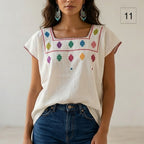 Blusa Esencia | Bordado a Mano en Manta Cruda