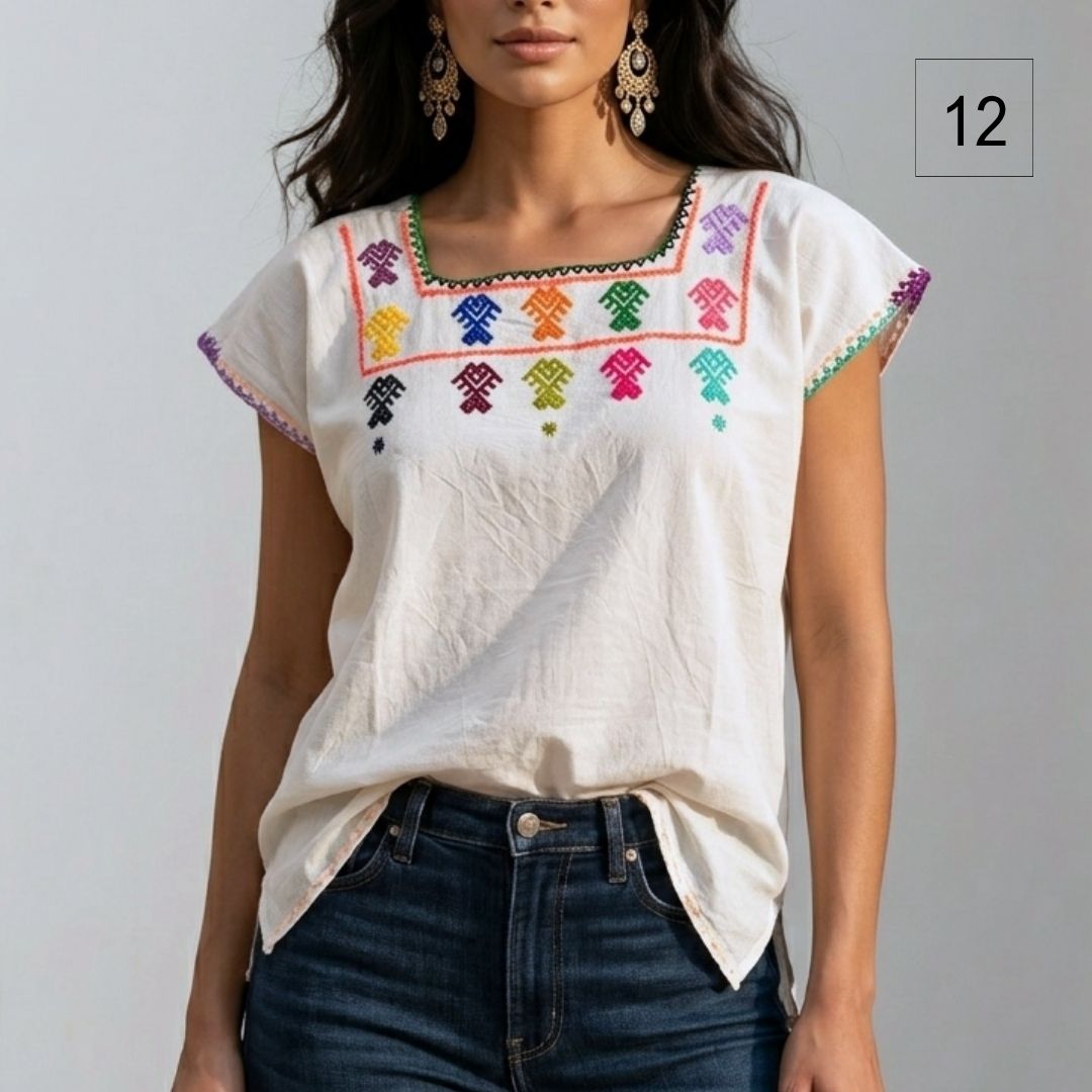 Blusa Esencia | Bordado a Mano en Manta Cruda