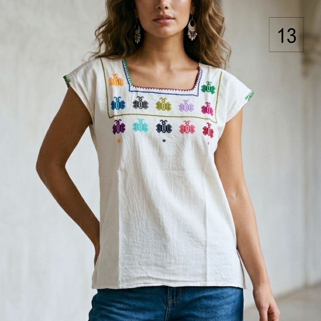 Blusa Esencia | Bordado a Mano en Manta Cruda