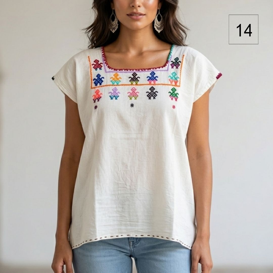 Blusa Esencia | Bordado a Mano en Manta Cruda