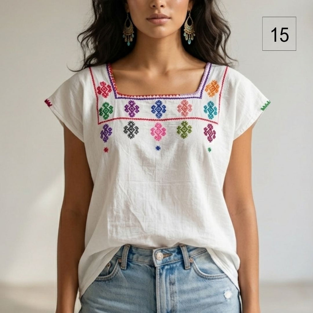 Blusa Esencia | Bordado a Mano en Manta Cruda