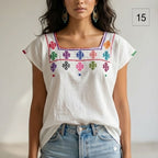 Blusa Esencia | Bordado a Mano en Manta Cruda