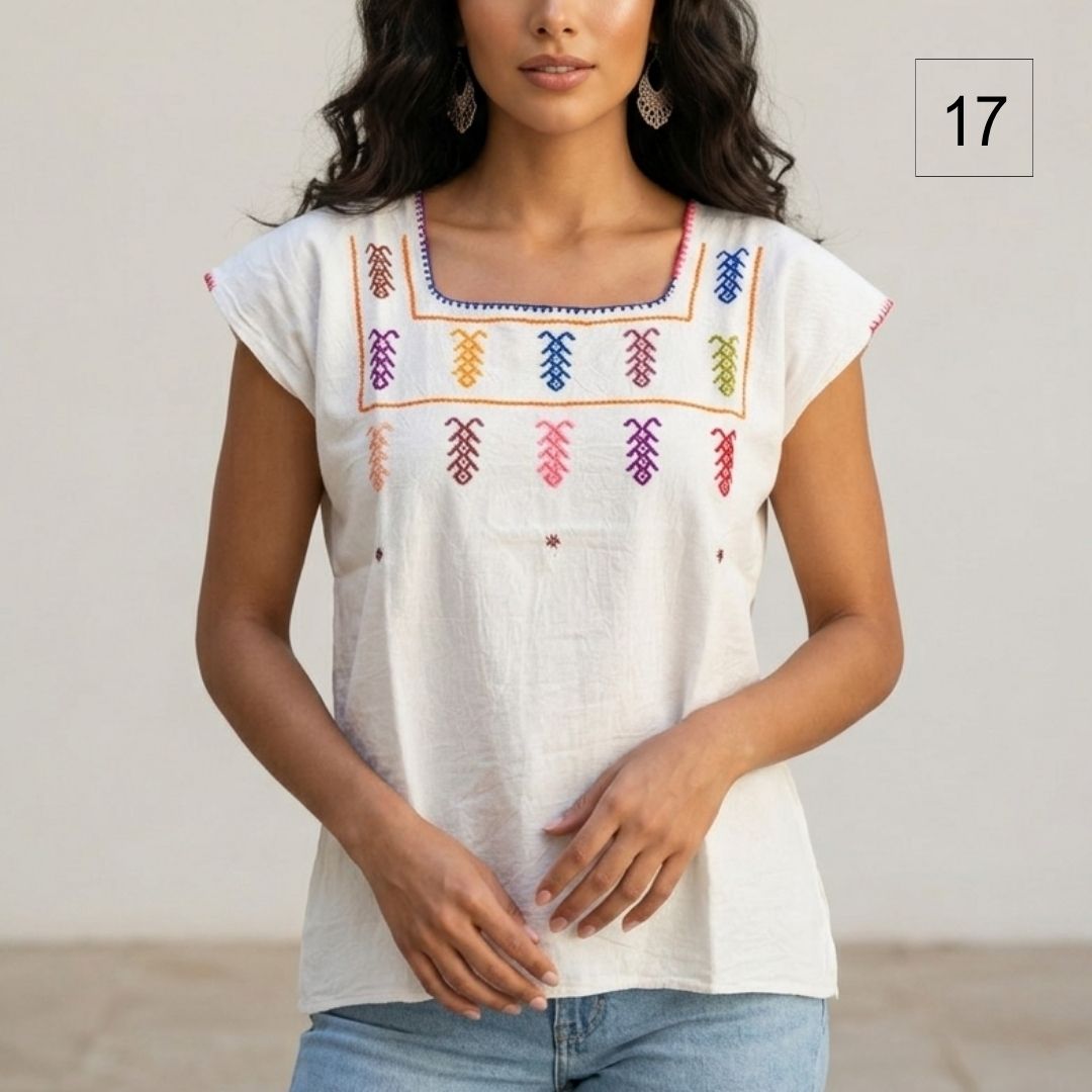 Blusa Esencia | Bordado a Mano en Manta Cruda