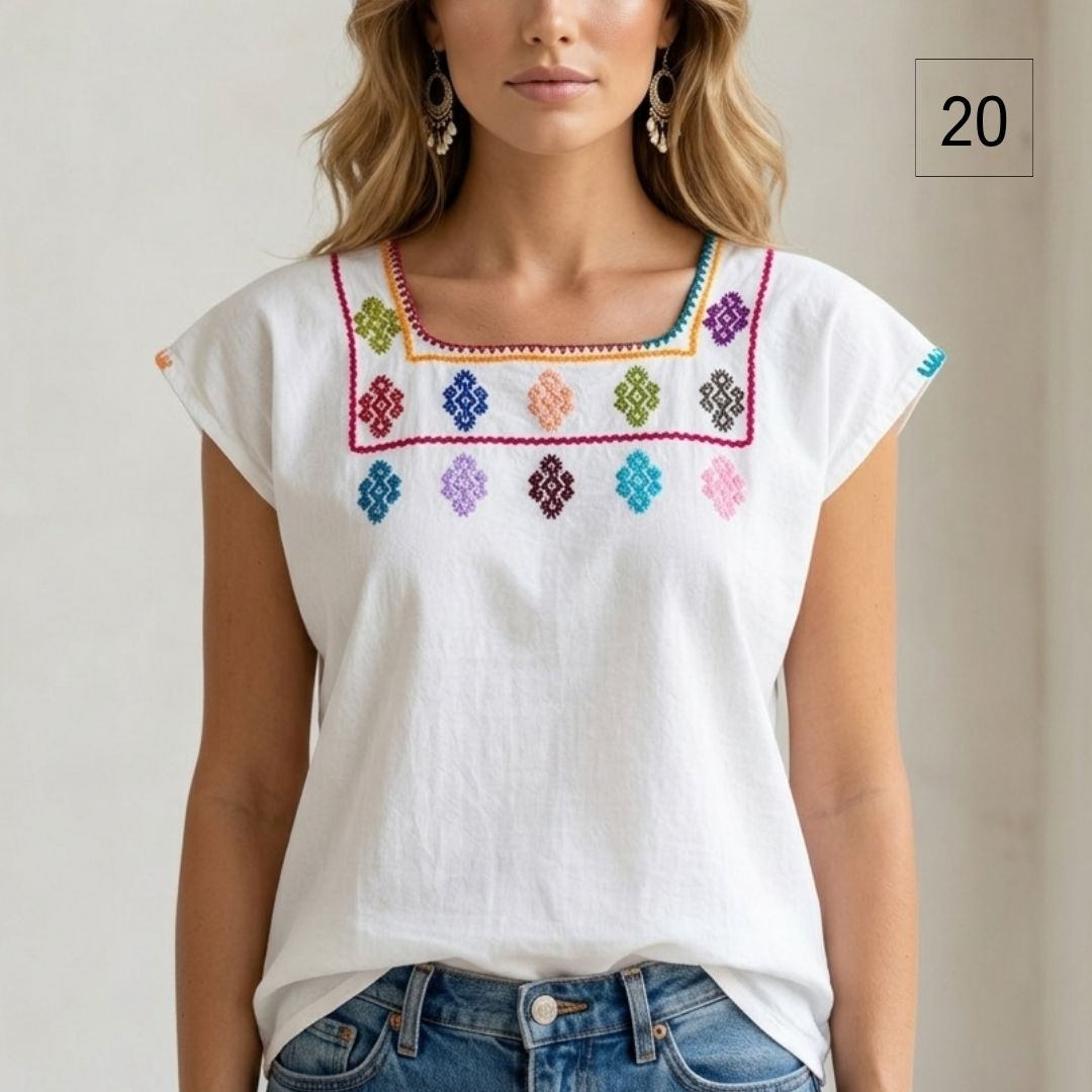 Blusa Esencia | Bordado a Mano en Manta Cruda