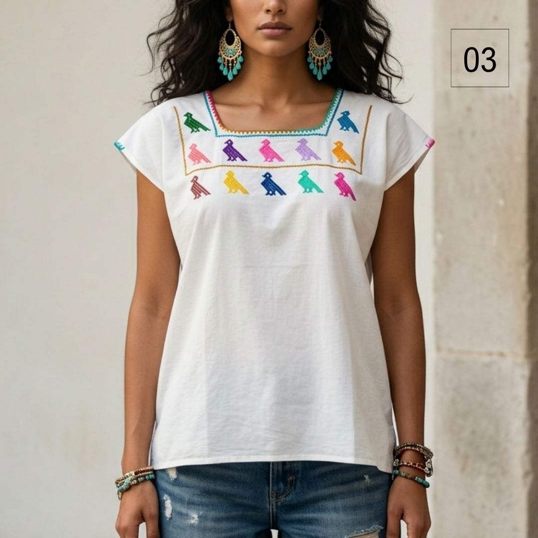 Blusa Esencia | Bordado a Mano en Manta Cruda