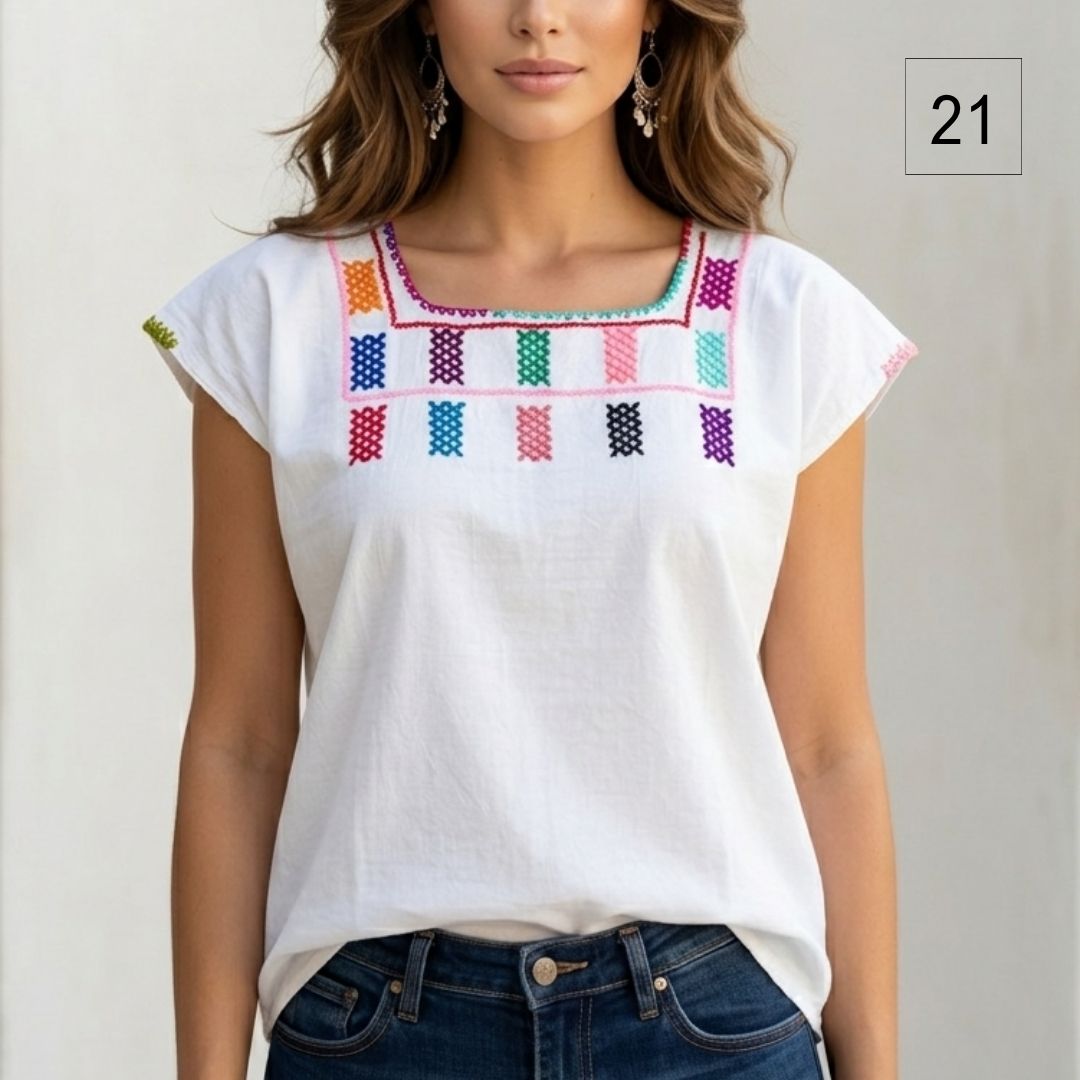 Blusa Esencia | Bordado a Mano en Manta Cruda