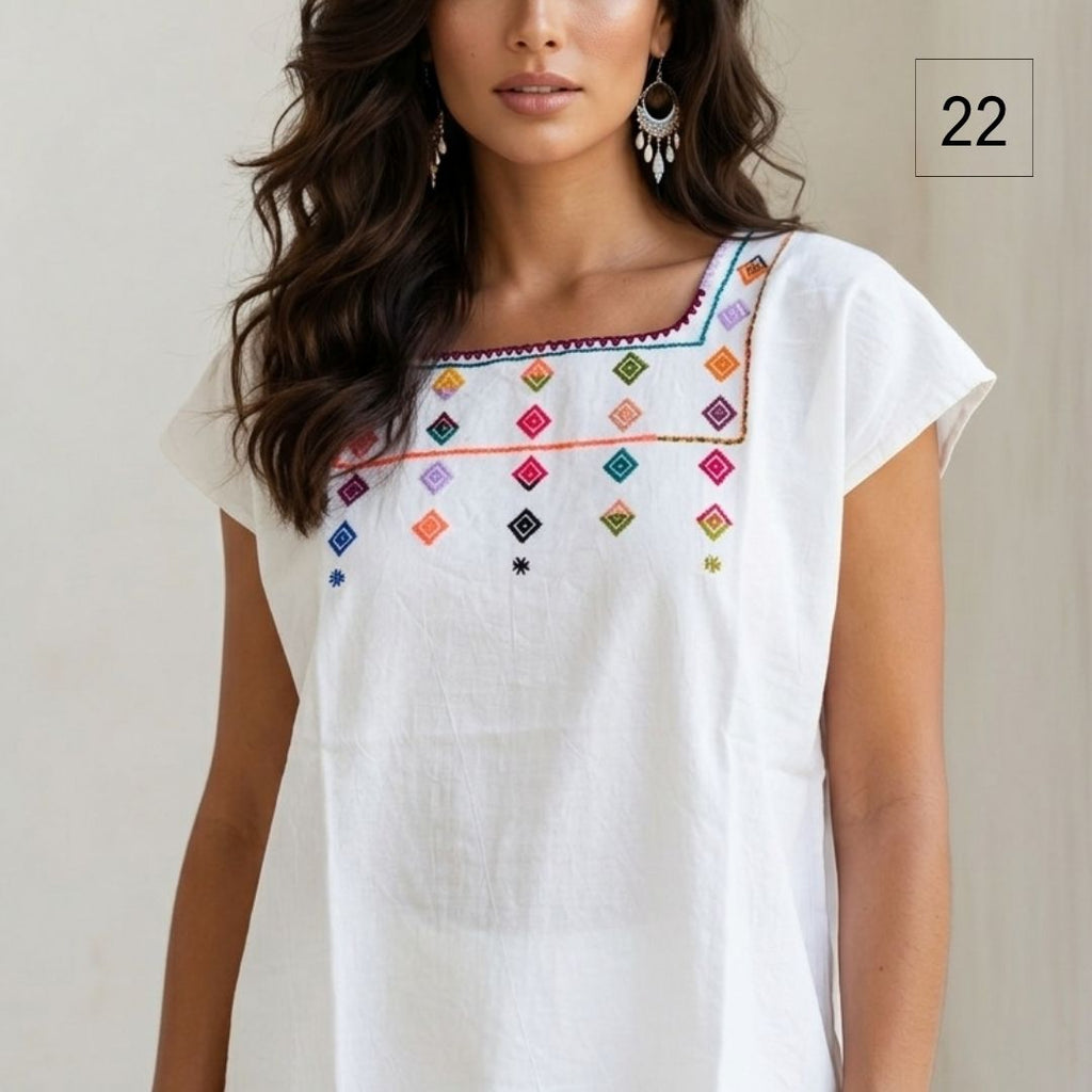 Blusa Esencia | Bordado a Mano en Manta Cruda
