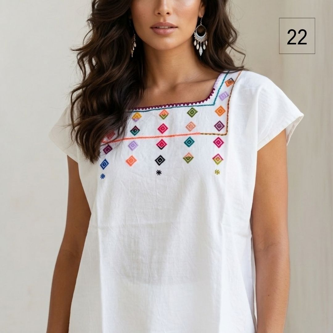 Blusa Esencia | Bordado a Mano en Manta Cruda