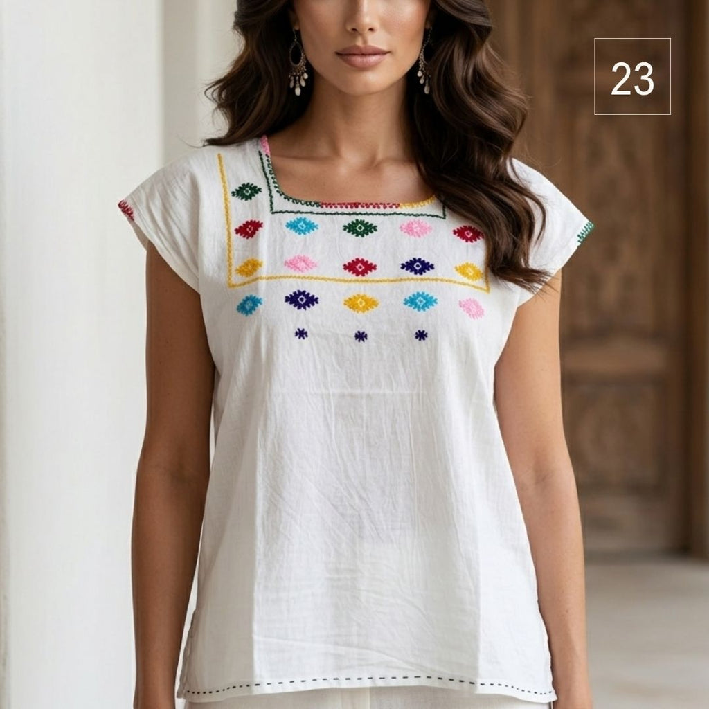 Blusa Esencia | Bordado a Mano en Manta Cruda