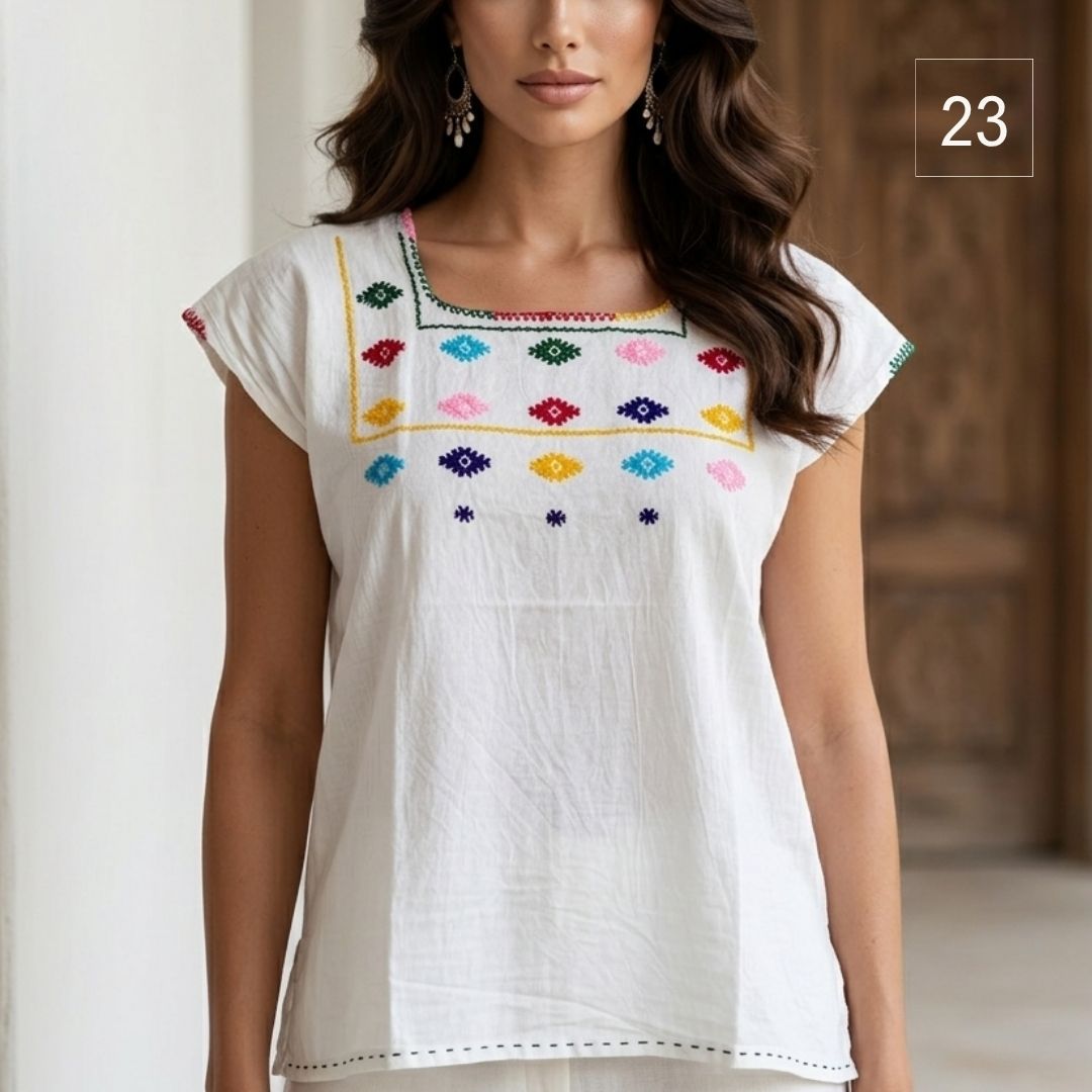 Blusa Esencia | Bordado a Mano en Manta Cruda
