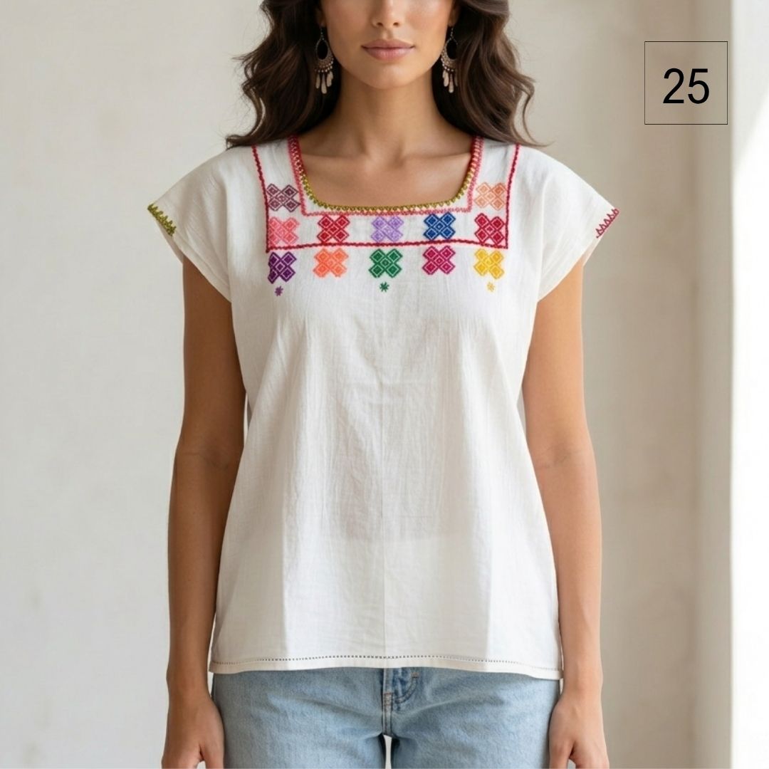 Blusa Esencia | Bordado a Mano en Manta Cruda