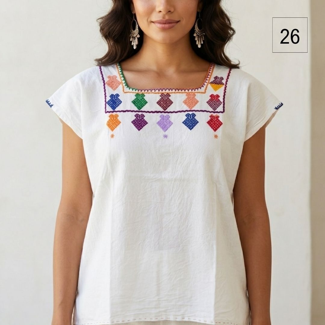 Blusa Esencia | Bordado a Mano en Manta Cruda