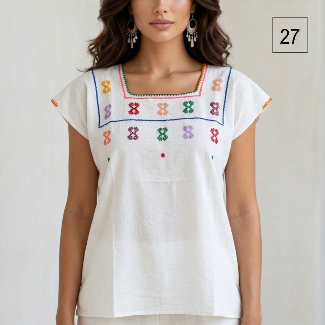 Blusa Esencia | Bordado a Mano en Manta Cruda