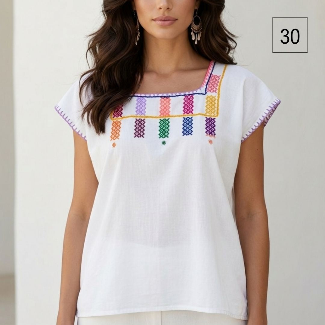 Blusa Esencia | Bordado a Mano en Manta Cruda