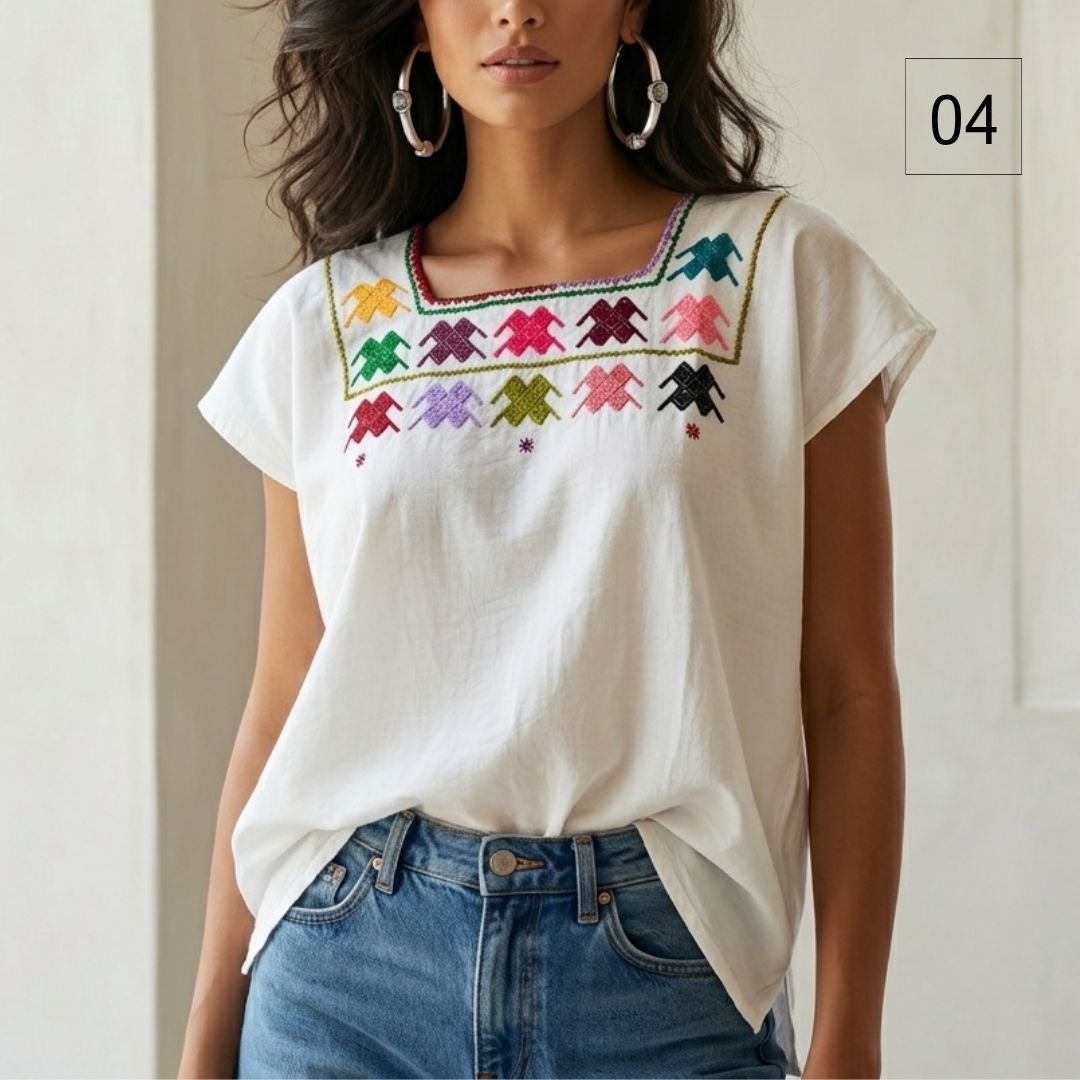 Blusa Esencia | Bordado a Mano en Manta Cruda