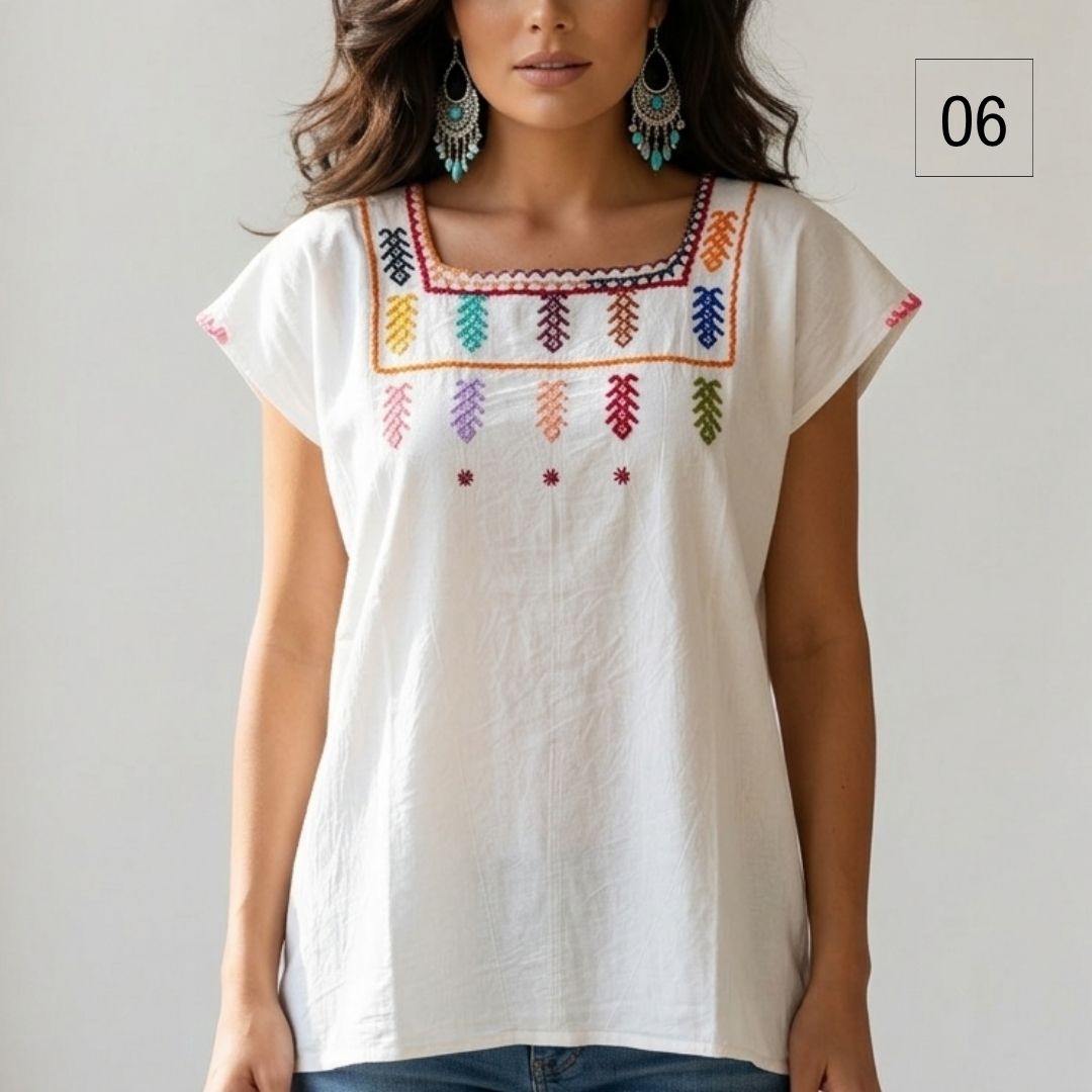 Blusa Esencia | Bordado a Mano en Manta Cruda