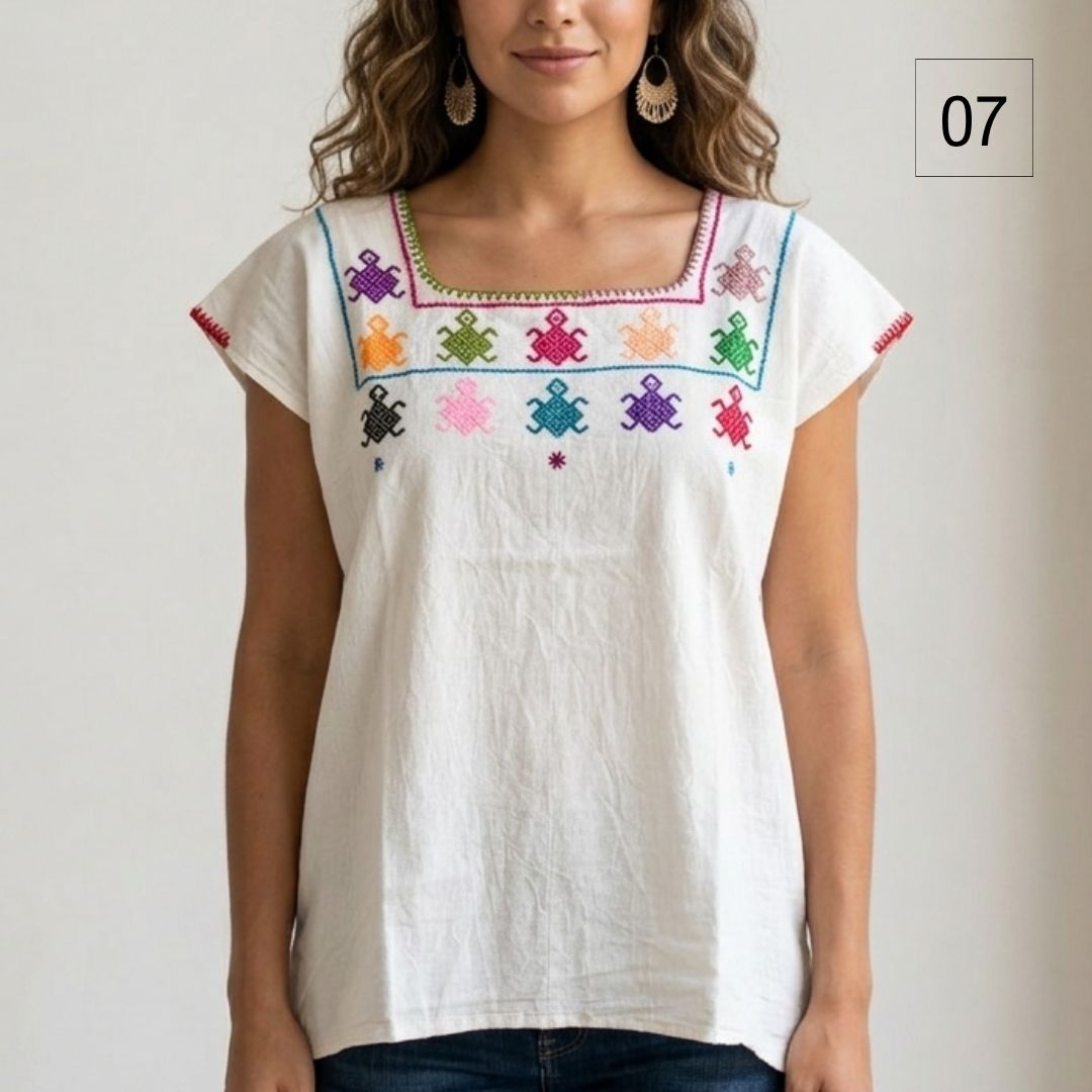 Blusa Esencia | Bordado a Mano en Manta Cruda