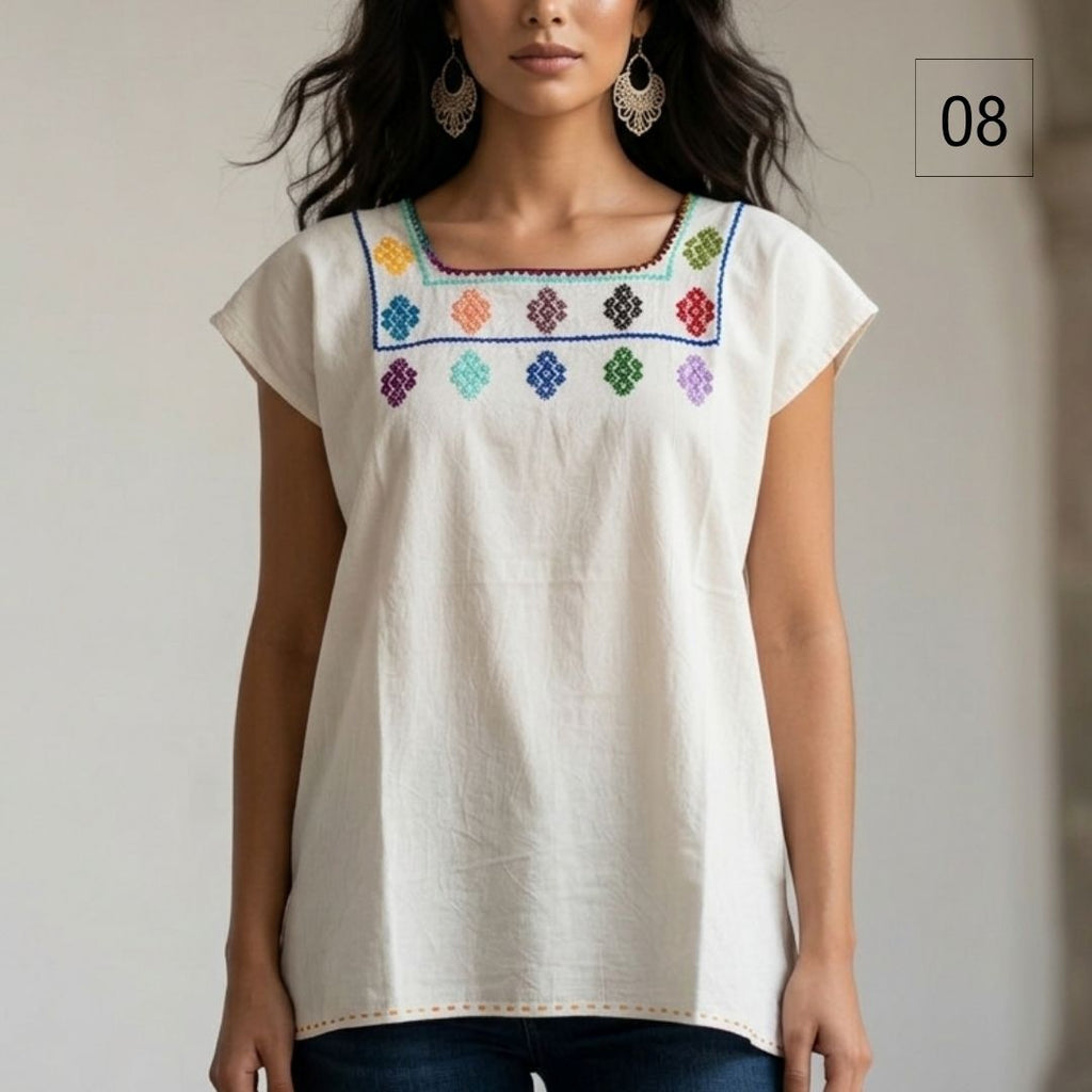 Blusa Esencia | Bordado a Mano en Manta Cruda