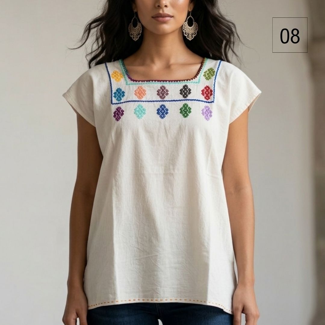 Blusa Esencia | Bordado a Mano en Manta Cruda
