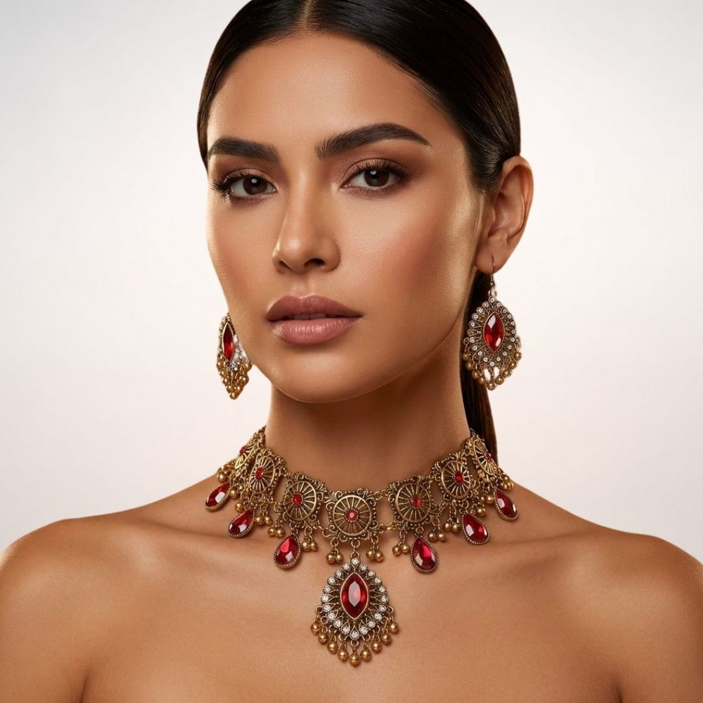 Set Marquesa – Collar y Pendientes en Bronce Envejecido