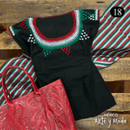 Blusa Chamula Patria - MÉXICO ARTE Y MODA - Blusa Bordada