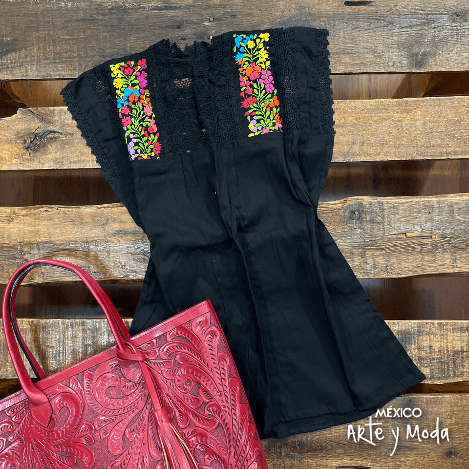 Blusa Española Sin Manga - MÉXICO ARTE Y MODA - Blusa Bordada