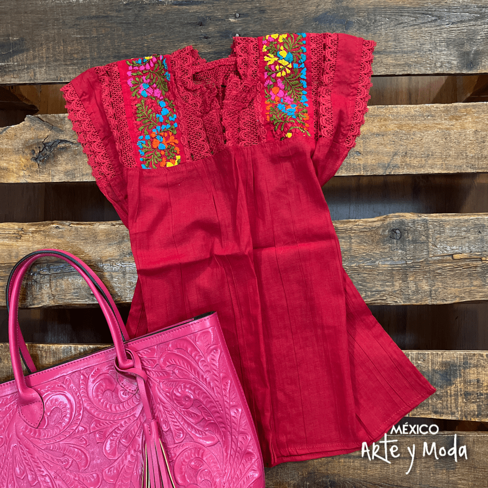 Blusa Española Sin Manga - MÉXICO ARTE Y MODA - Blusa Bordada