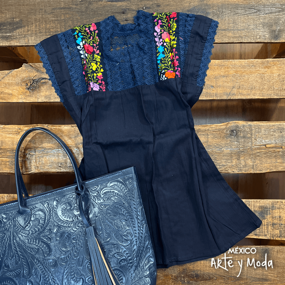 Blusa Española Sin Manga - MÉXICO ARTE Y MODA - Blusa Bordada