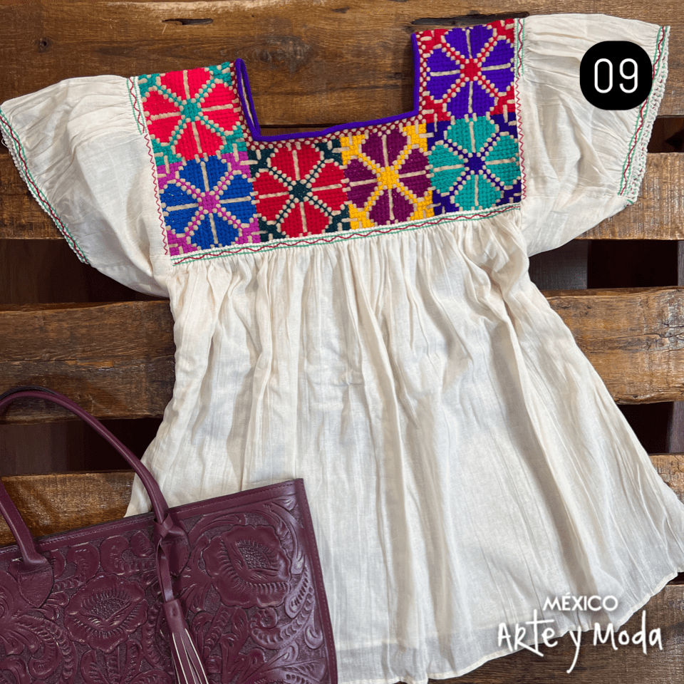 Blusa Estrella Abullonada - MÉXICO ARTE Y MODA - Blusa Bordada