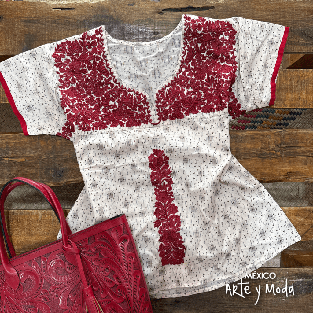 Blusa Ines Estampada - MÉXICO ARTE Y MODA - Blusa Bordada