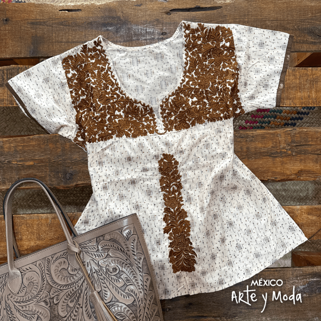 Blusa Ines Estampada - MÉXICO ARTE Y MODA - Blusa Bordada