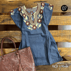 Blusa JolXic Mezclilla - MÉXICO ARTE Y MODA - Blusa Bordada