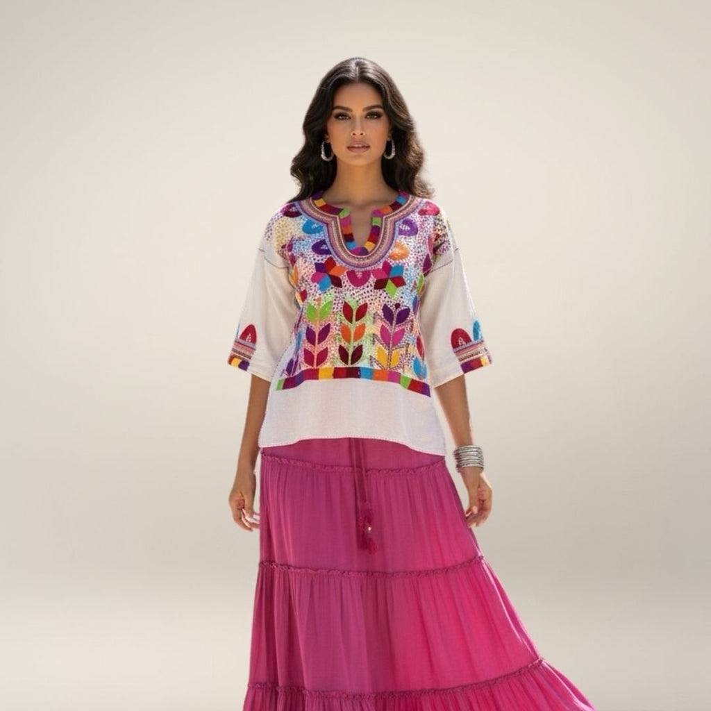 Blusa Milpa Bohemia | Bordado a mano - MÉXICO ARTE Y MODA - Blusa Bordada