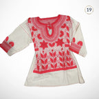 Blusa mexicana artesanal en manta premium 100% algodón, bordado a mano tradicional de milpa, manga 3/4