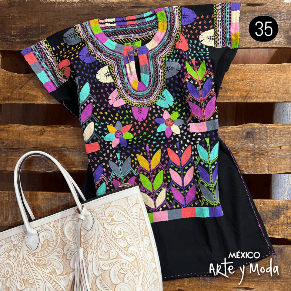 Blusa Milpa Denim - MÉXICO ARTE Y MODA - Blusa Bordada