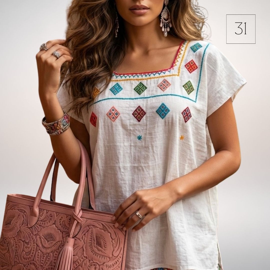 Blusa Esencia | Bordado a Mano en Manta Cruda