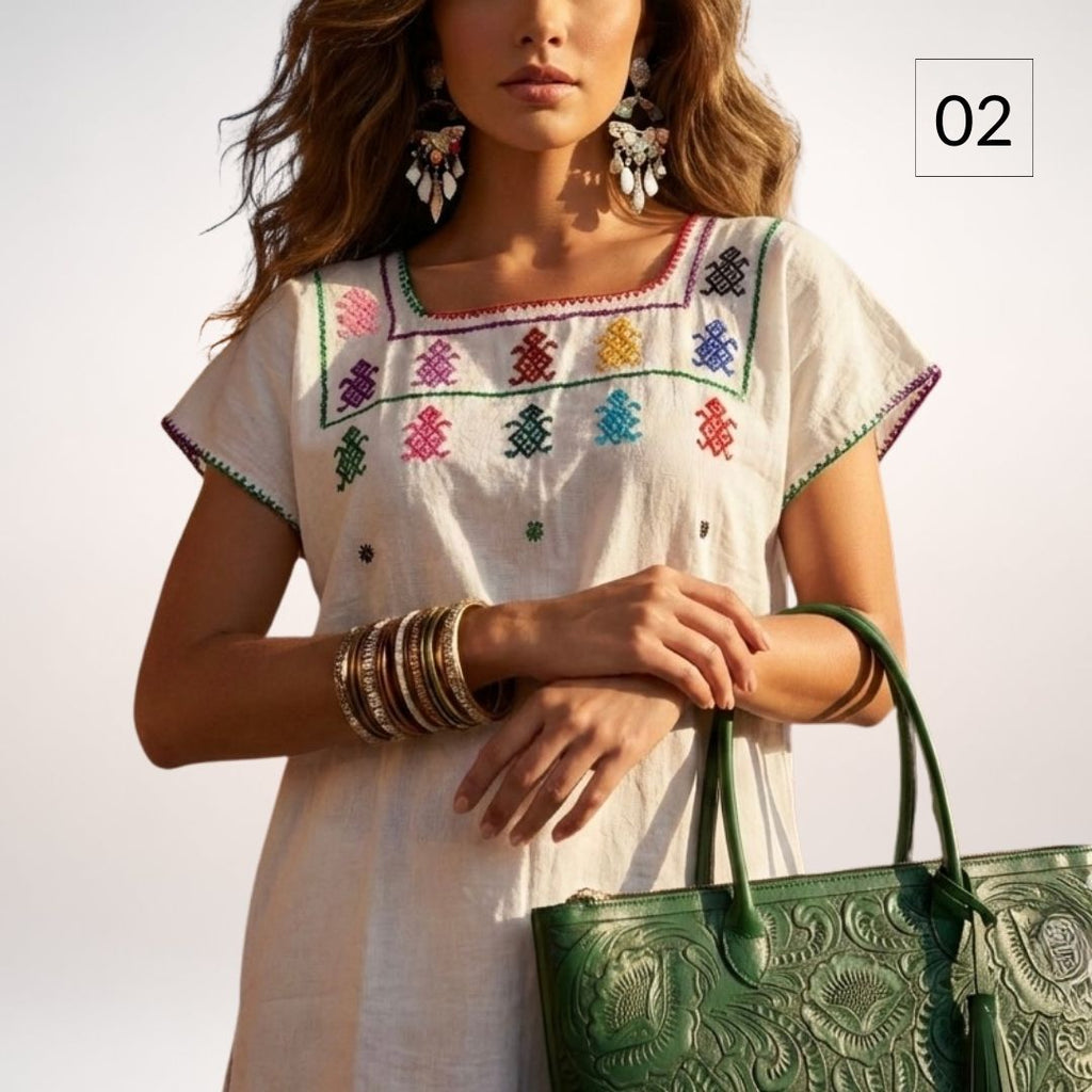 Blusa Esencia | Bordado a Mano en Manta Cruda