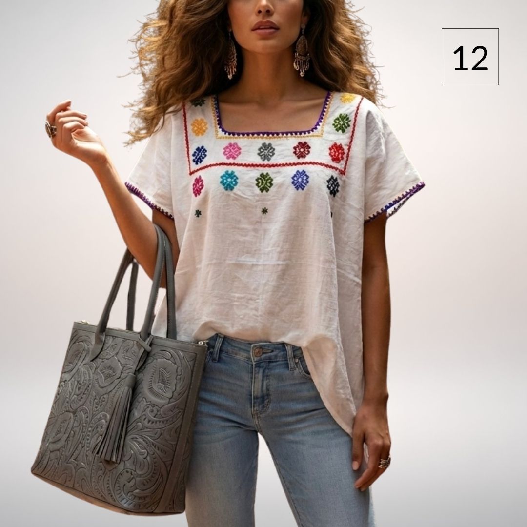 Blusa Esencia | Bordado a Mano en Manta Cruda