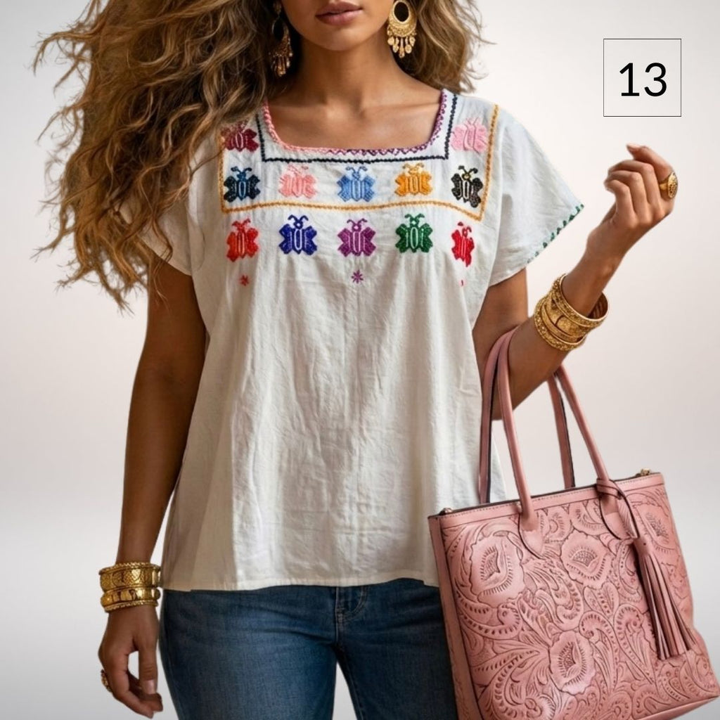 Blusa Esencia | Bordado a Mano en Manta Cruda