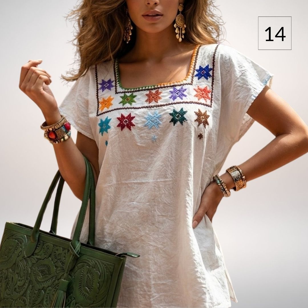 Blusa Esencia | Bordado a Mano en Manta Cruda