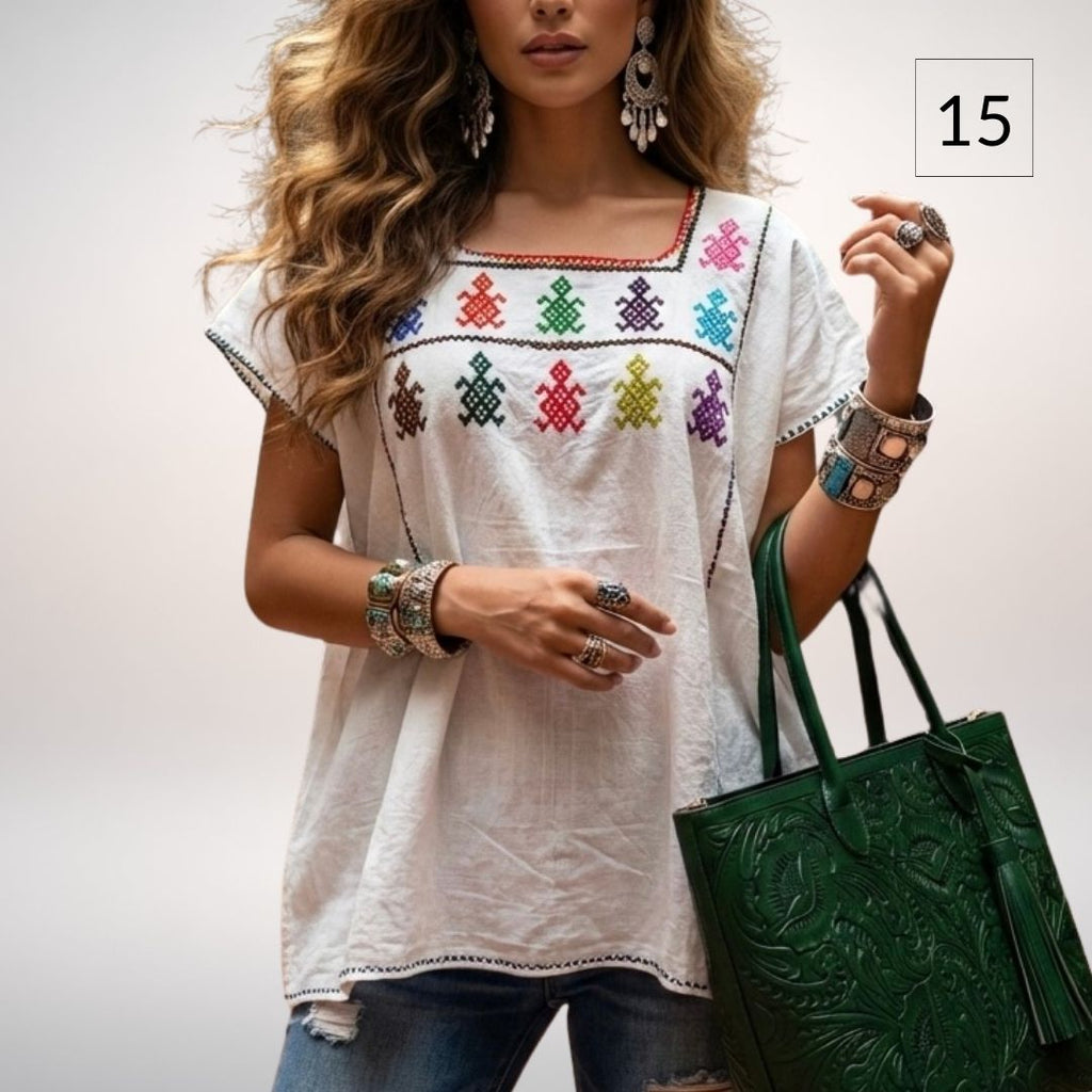 Blusa Esencia | Bordado a Mano en Manta Cruda