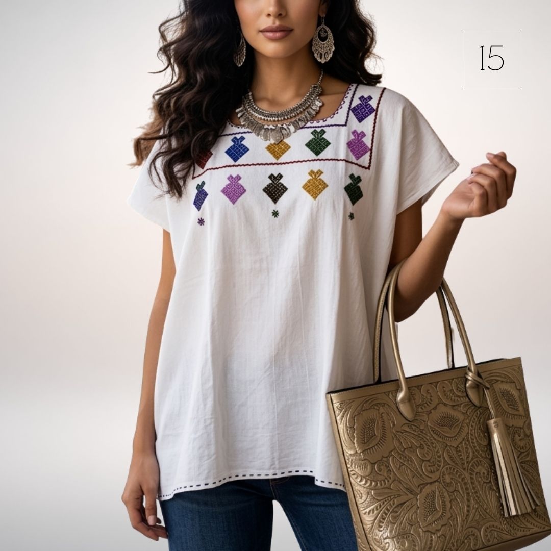 Blusa Esencia | Bordado a Mano en Manta Cruda