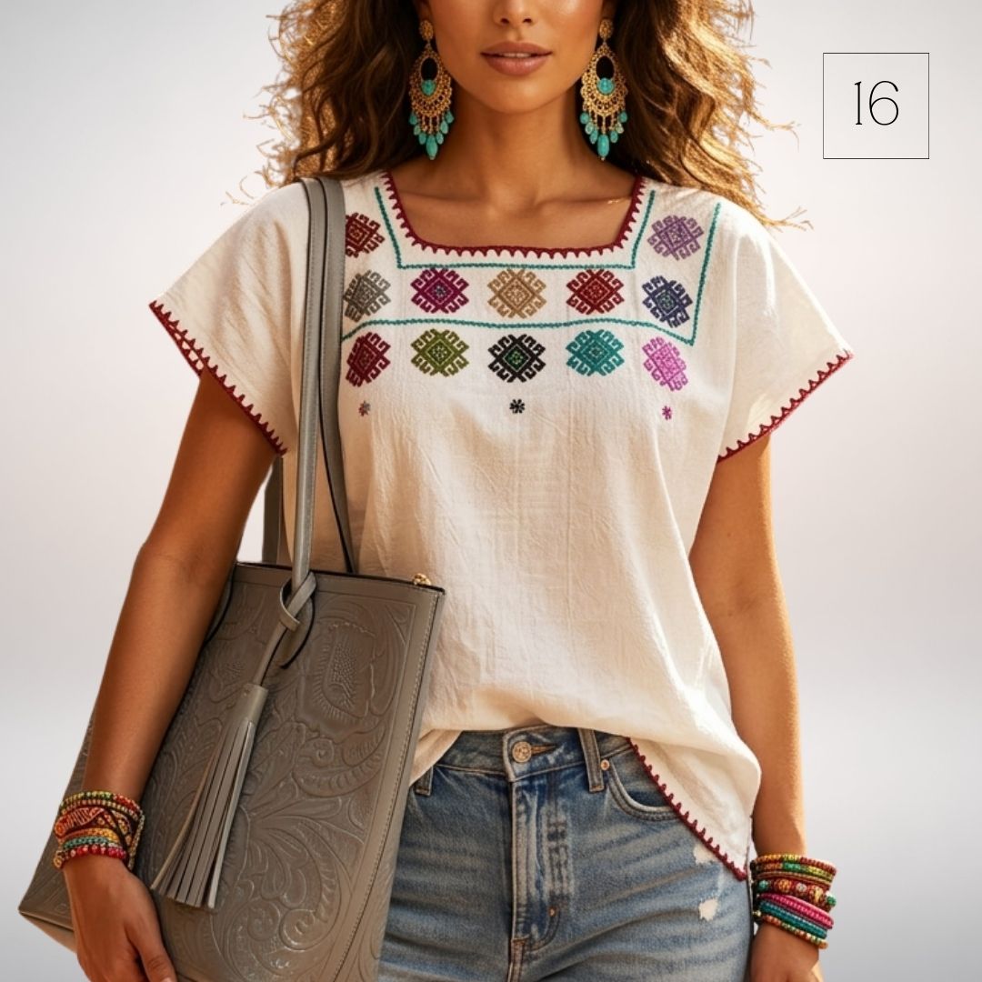 Blusa Esencia | Bordado a Mano en Manta Cruda