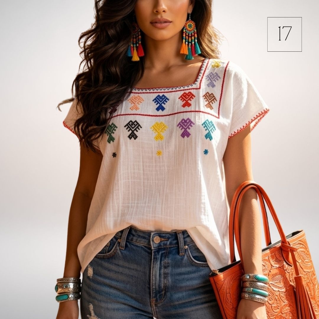 Blusa Esencia | Bordado a Mano en Manta Cruda