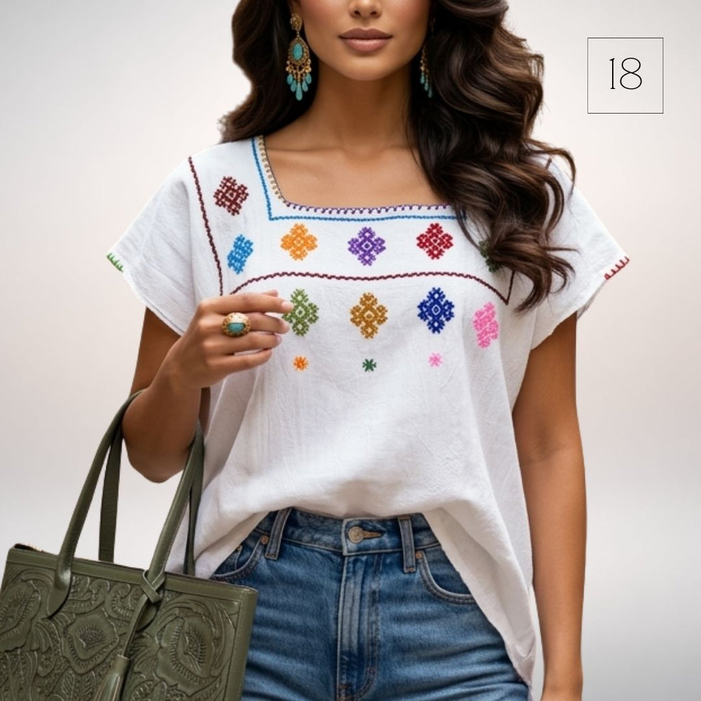 Blusa Esencia | Bordado a Mano en Manta Cruda