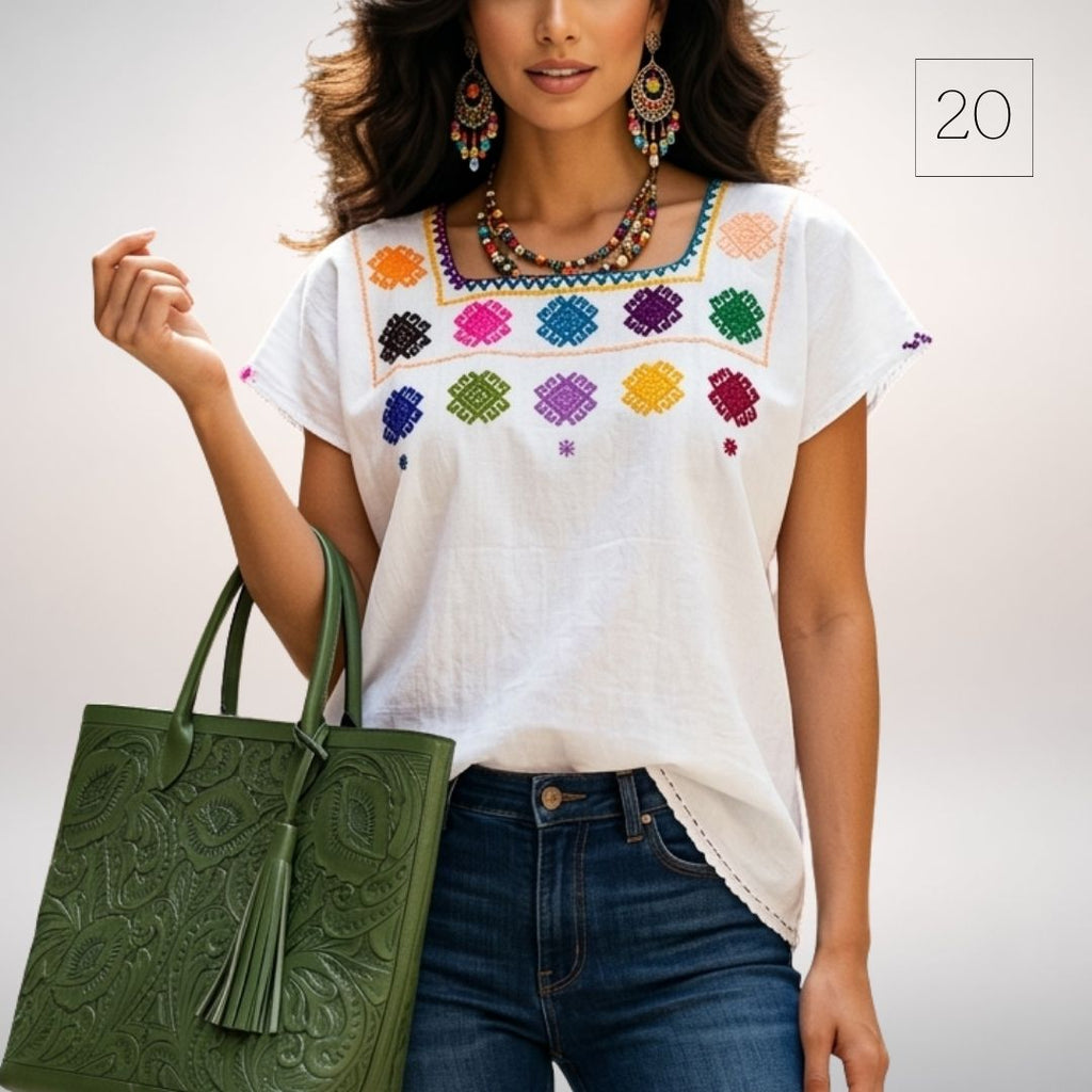 Blusa Esencia | Bordado a Mano en Manta Cruda