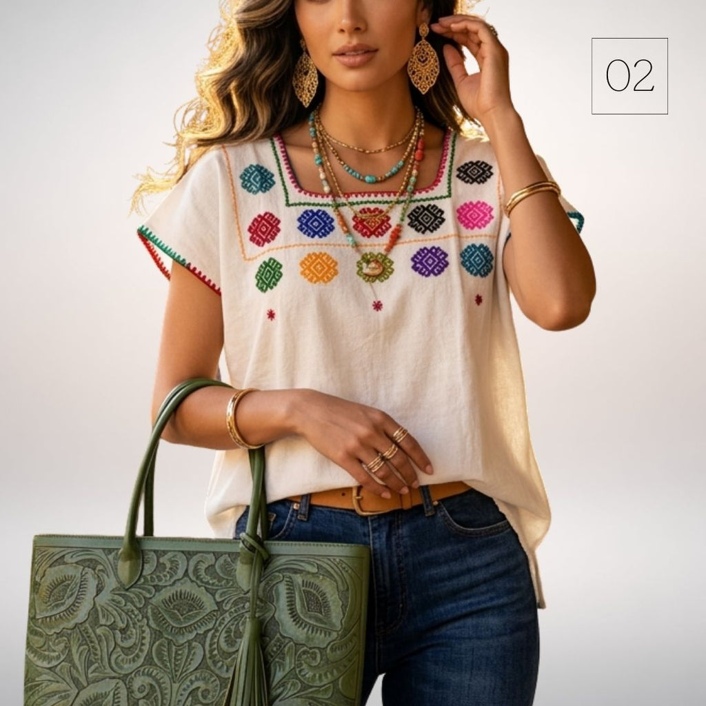 Blusa Esencia | Bordado a Mano en Manta Cruda