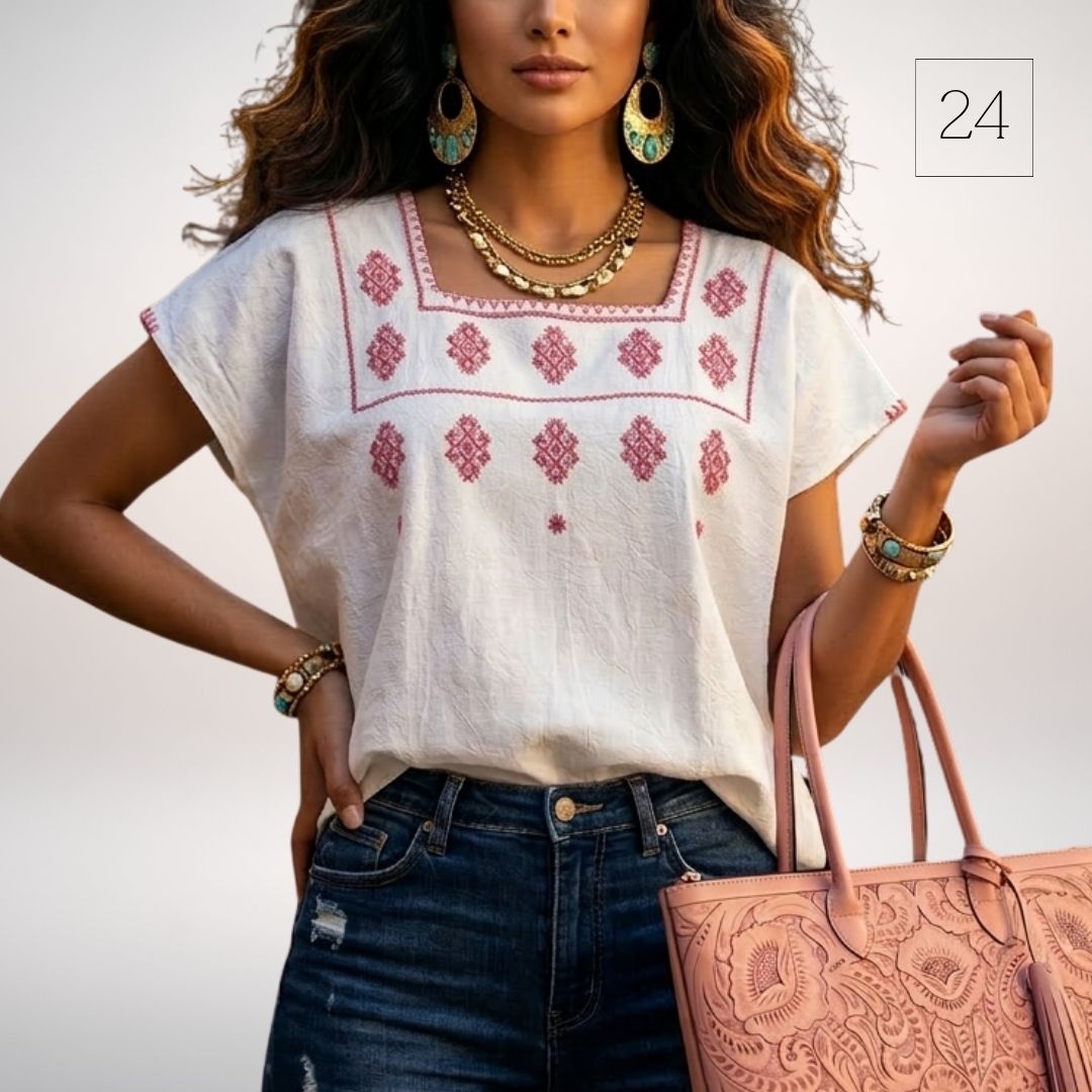 Blusa Esencia | Bordado a Mano en Manta Cruda